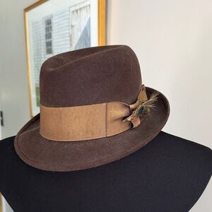 Dobbs Brown Fedora with Feather Accent